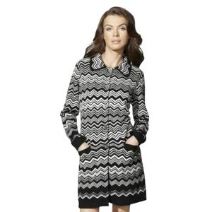 Missoni for Target Black White Chevron Knit Sweater Dress Coat Size L